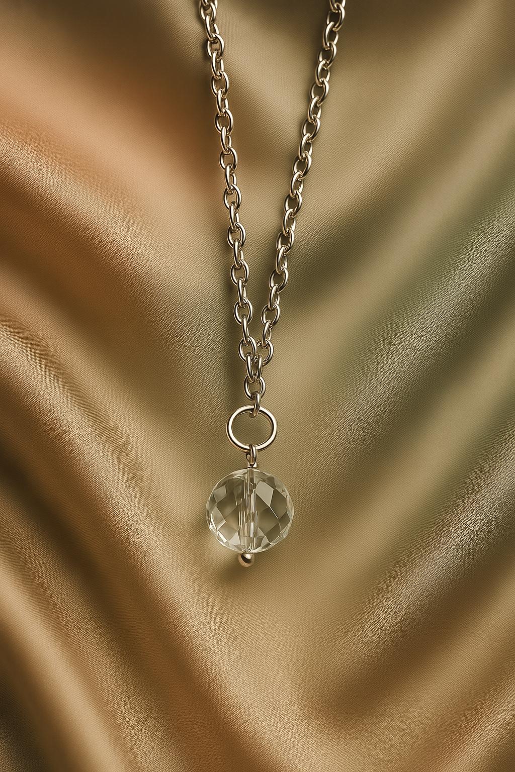 Elegant Silver Necklace with Glass Pendant ā Handmade BoutiqueByCheryl Jewelry, Artistic Gift for Her, Minimalist & Boho Style