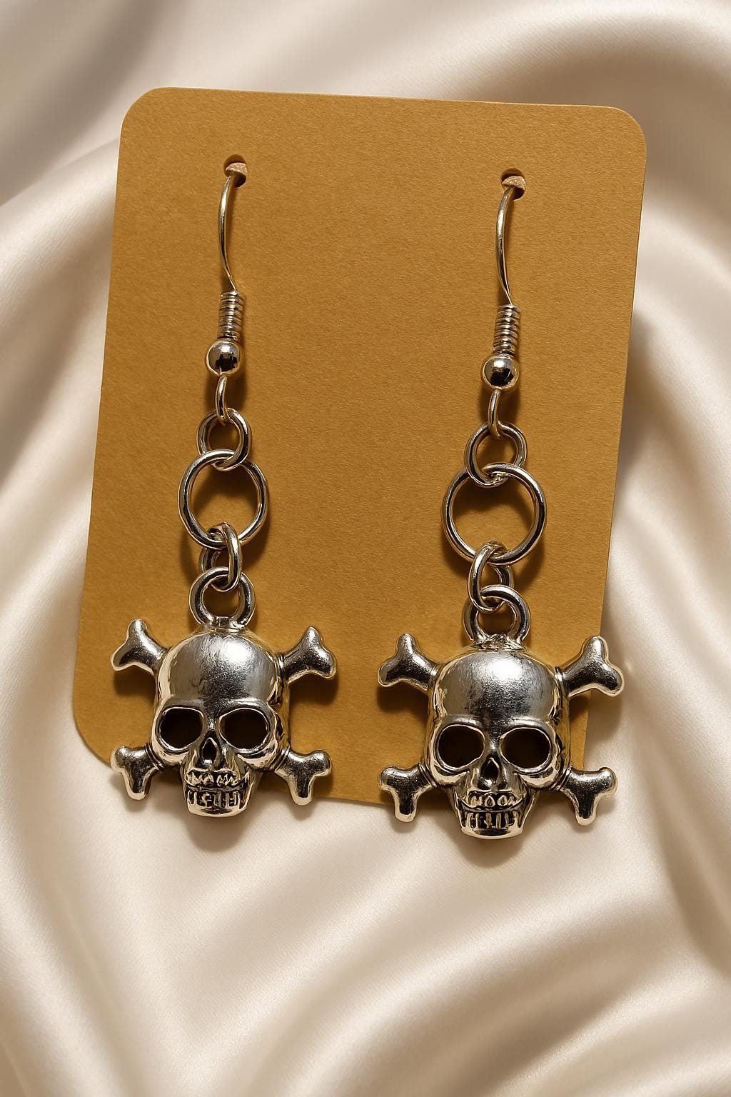 Shadow Gleam Silver Skull Earrings – Gothic Handmade Jewelry, BoutiqueByCheryl Gift for Her or Him, Edgy Boho Statement