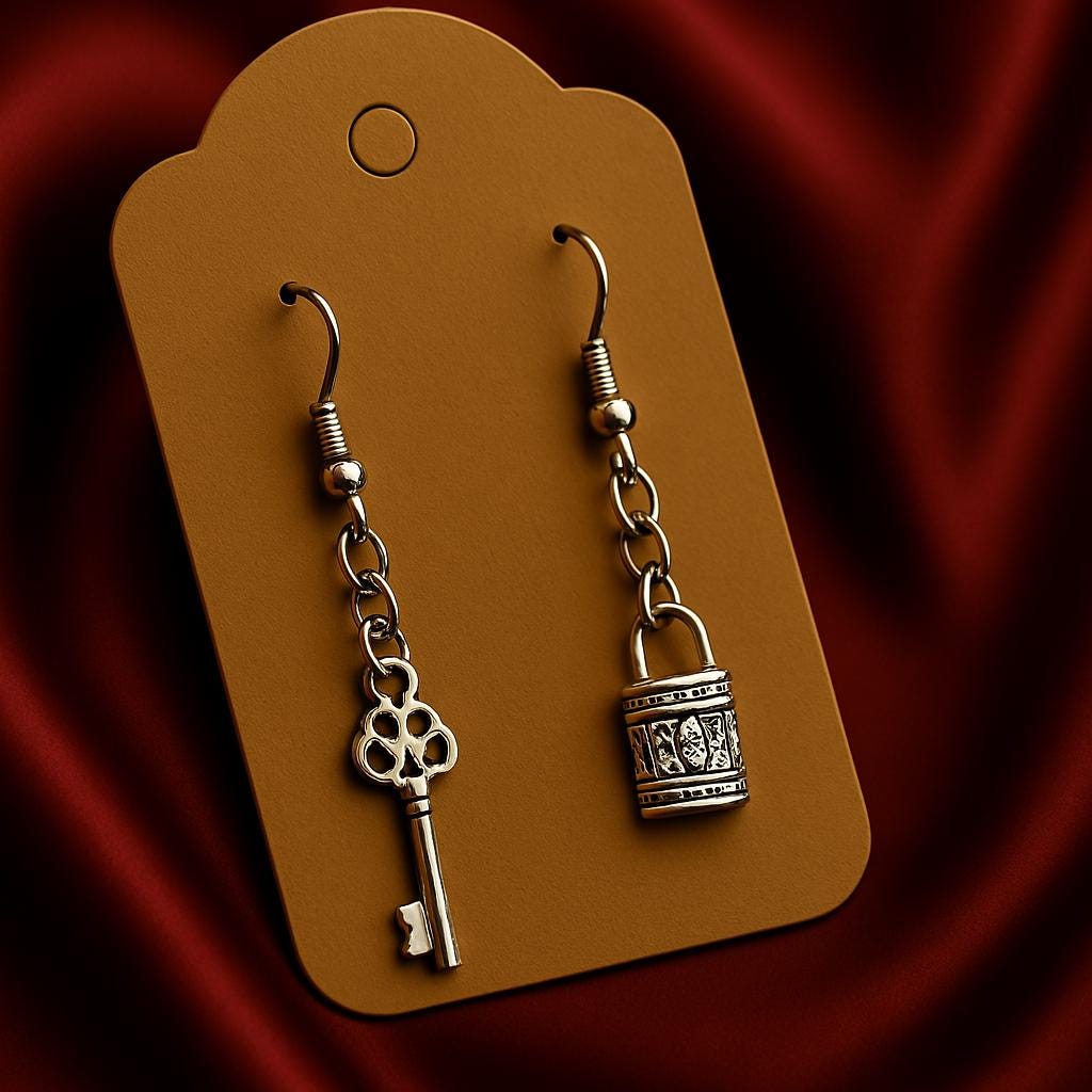 Celestial Secrets Silver Earrings – Angel, Lock & Key, Spiderweb Charms, Gothic Boho Jewelry, BoutiqueByCheryl Handmade Gift for Her