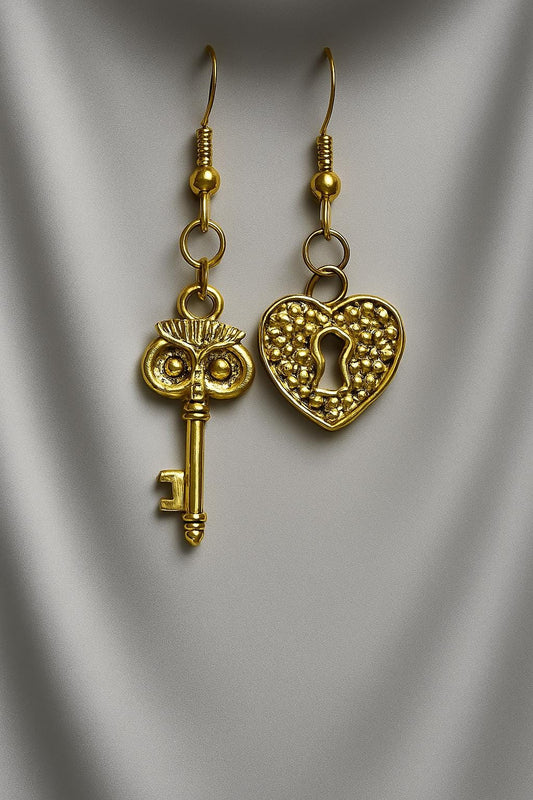 Elegant Lock & Key Earrings – Sterling Silver Symbolic Jewelry, Romantic Gift for Her, BoutiqueByCheryl