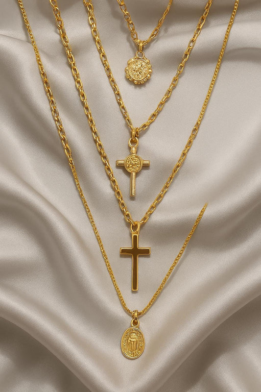 Elegant Religious Gold Necklaces with Rose Gold Pendants – Faith-Inspired Jewelry, Boho Chic Gift for Her, BoutiqueByCheryl