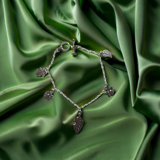 Elegant Silver Floral Bracelet – Sterling Silver Flower Charms, Dainty Nature-Inspired Jewelry, Gift for Her, BoutiqueByCheryl