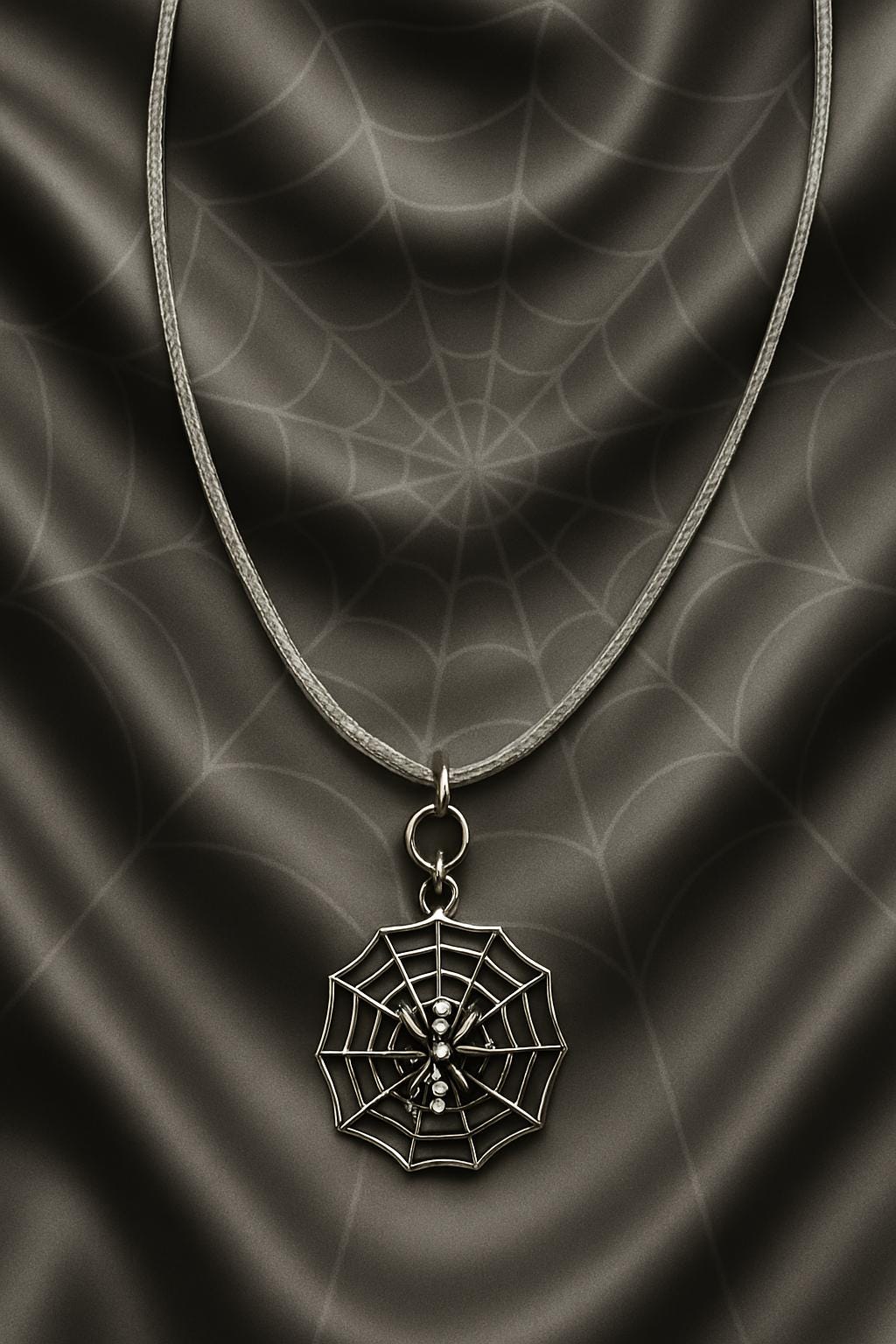 Shadow Weave Leather Necklace – Spider & Web Pendant, Gothic Nature Jewelry, BoutiqueByCheryl Handmade Halloween Gift for Her or Him