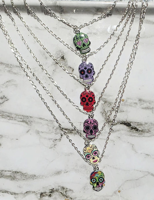 Soul Adorned: Sugar Skull Silver Necklaces