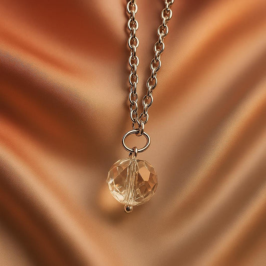 Elegant Silver Necklace with Glass Pendant – Handmade BoutiqueByCheryl Jewelry, Artistic Gift for Her, Minimalist & Boho Style