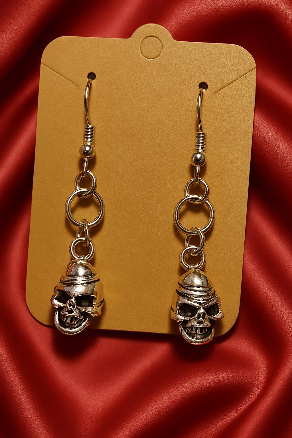 Shadow Gleam Silver Skull Earrings – Gothic Handmade Jewelry, BoutiqueByCheryl Gift for Her or Him, Edgy Boho Statement