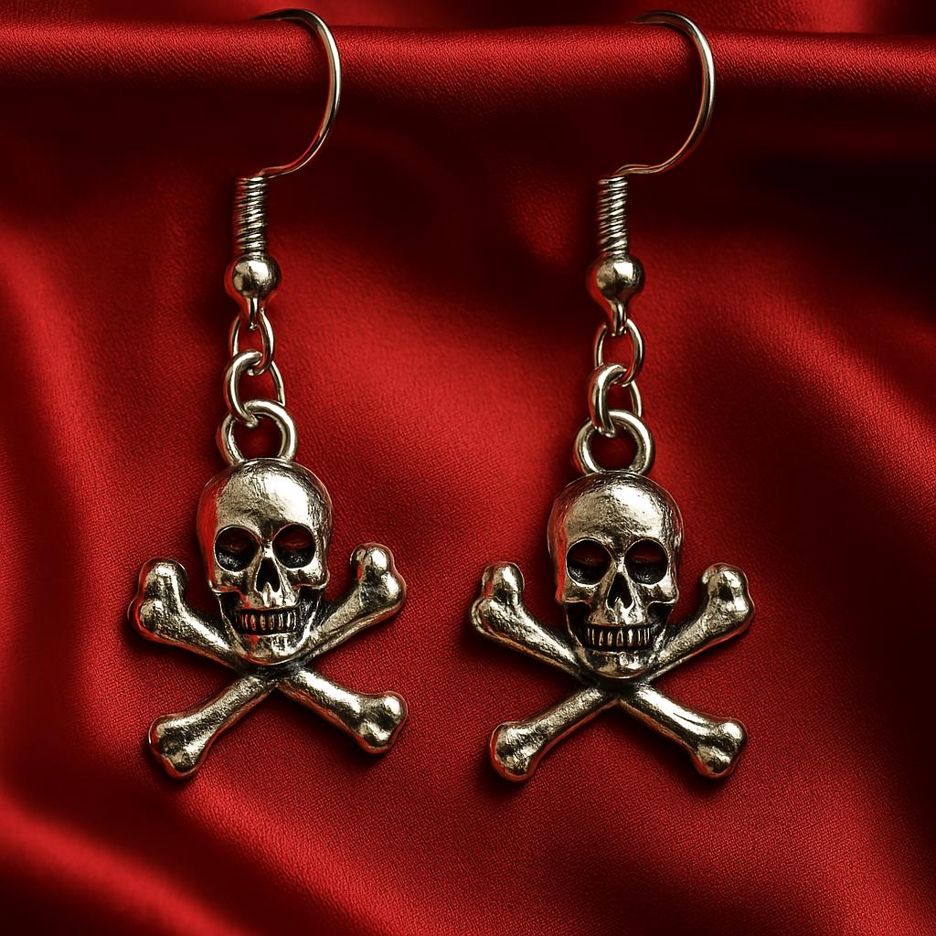 Shadow Gleam Silver Skull Earrings – Gothic Handmade Jewelry, BoutiqueByCheryl Gift for Her or Him, Edgy Boho Statement
