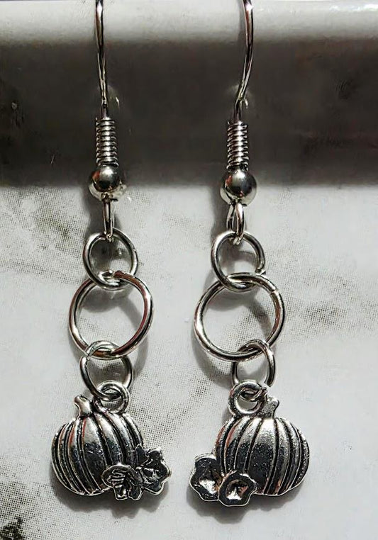 Elegant Silver Pumpkin Earrings – Sterling Silver Fall Jewelry, Autumn Harvest Gift for Her, BoutiqueByCheryl