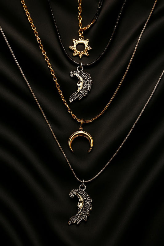 Elegant Moon or Sun Necklace – Sterling Silver Pendant, Gold Pendant, Celestial Jewelry, Boho Chic Gift for Her, BoutiqueByCheryl