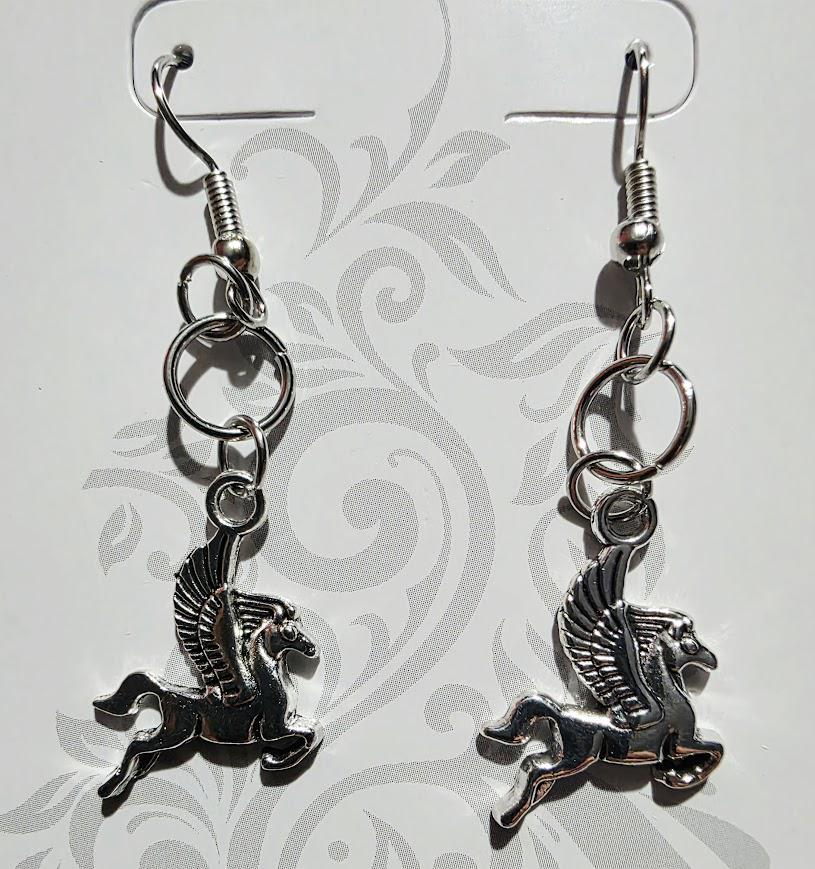 Elegant Silver Winged Horse Earrings – Sterling Silver Pegasus Jewelry, Fantasy Gift for Her, BoutiqueByCheryl